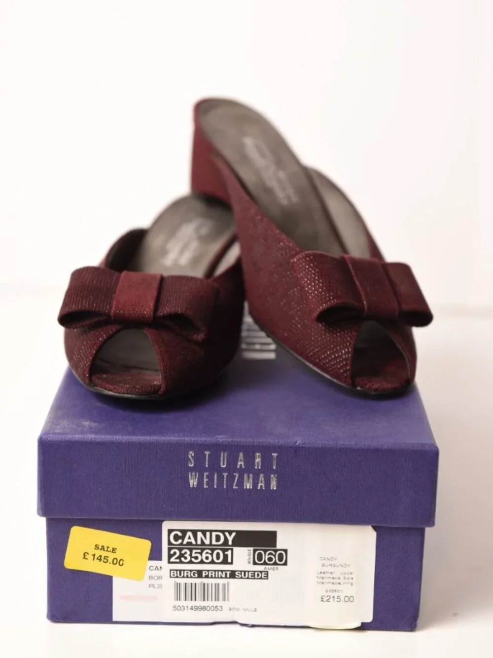 Stuart Weitzman for Russell & Bromley Candy Burgundy Peep Toe Wedges Size 6 - Picture 10 of 10